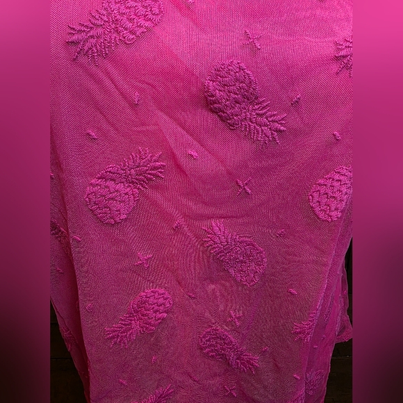 Torrid Ruffle Mock Neck Tank w/ Pineapple print Size L Pink - Picture 2 of 8